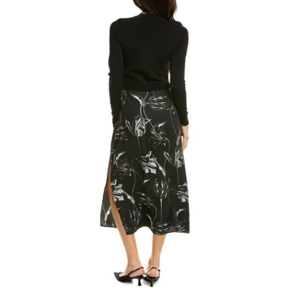 Ted Baker Alettaa Knit Bodice Slip Skirt Floral Midi Dress Black Size 2 NWT - Picture 2 of 10